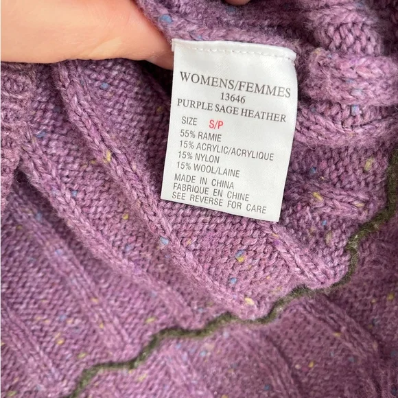 Woolrich Vintage Purple Speckled Snap V Neck Sweater Size Small - Picture 8 of 10